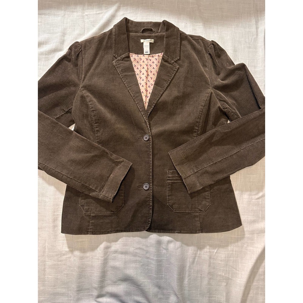Old Navy Brown Stretch Corduroy Jacket with Cherry Lining-Large